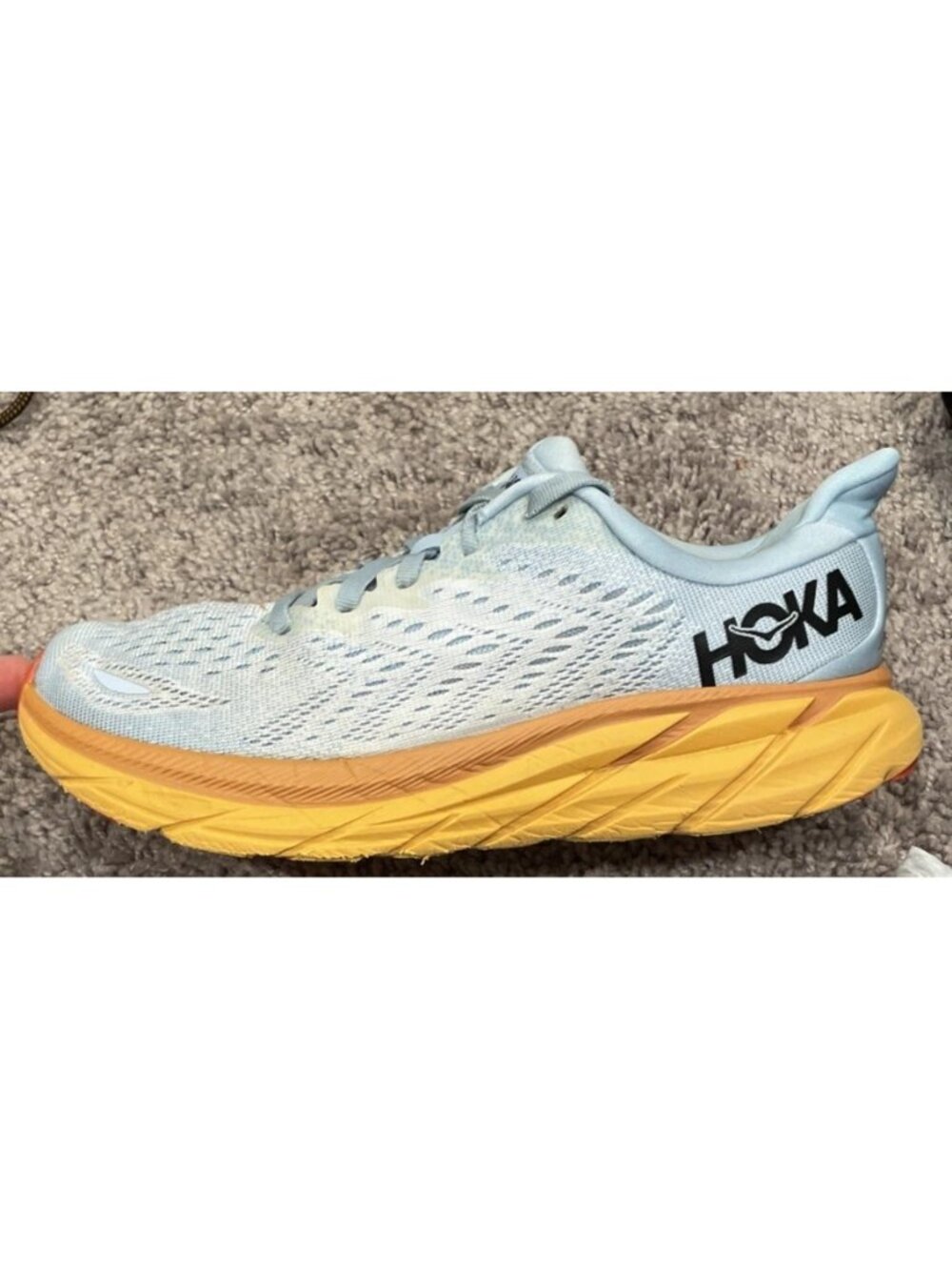 Hoka One One Women's Clifton 8 Summer Song Ice Flow Blue Running Shoes Size 7.5B
